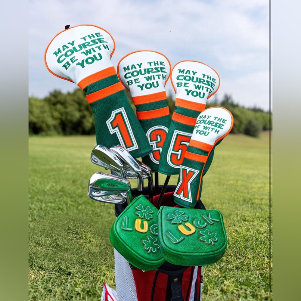 Golf Club Cover “May The Course Be With You” Premium Leather  Big Teeth New - Picture 7 of 9